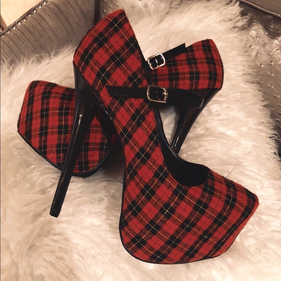 plaid stilettos